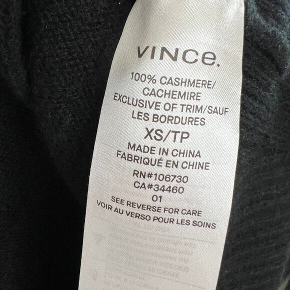 VINCE Black Cashmere Raglan Long Sleeve Open Front Knit Cardigan W/ Pockets XS - Picture 6 of 7